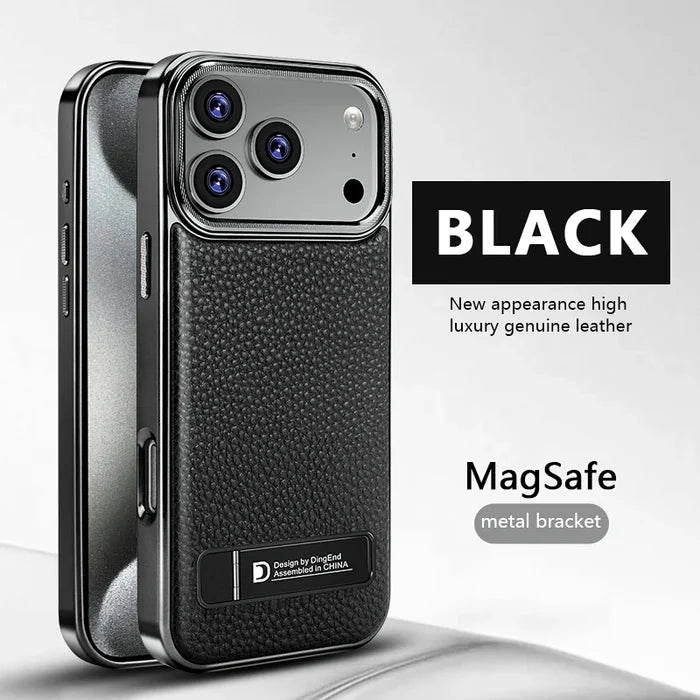 Business Electroplated PU Leather Magnetic Phone Case for iPhone