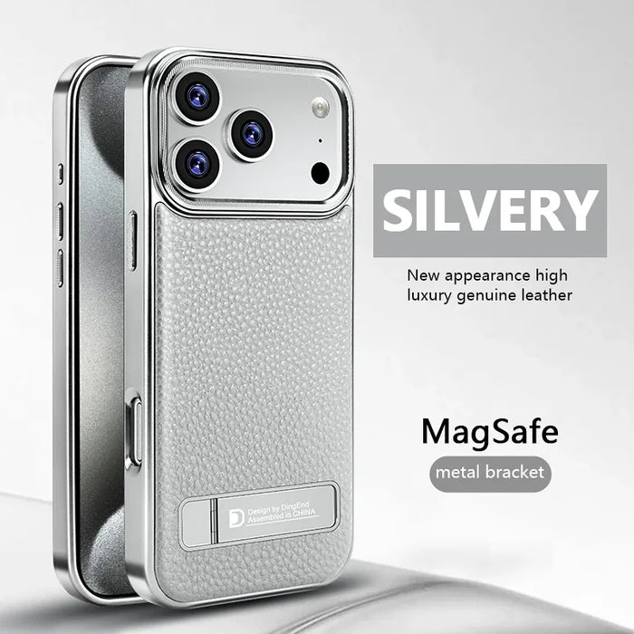 Business Electroplated PU Leather Magnetic Phone Case for iPhone