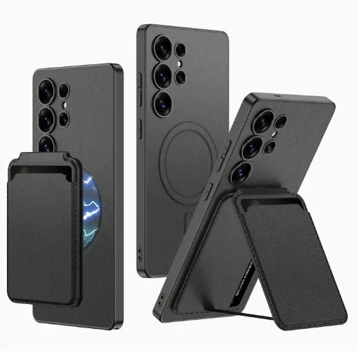 Business Plain Leather Built-in Magnetic Charging