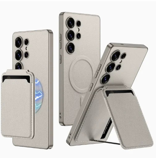 Business Plain Leather Built-in Magnetic Charging