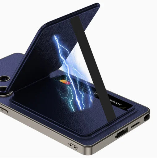 Business Plain Leather Built-in Magnetic Charging
