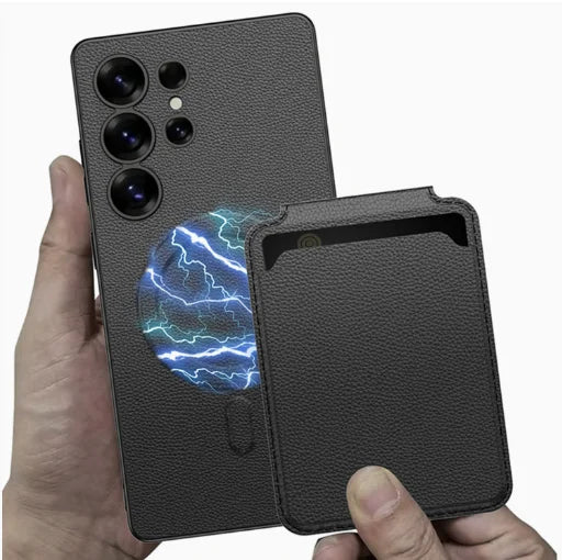 Business Plain Leather Built-in Magnetic Charging