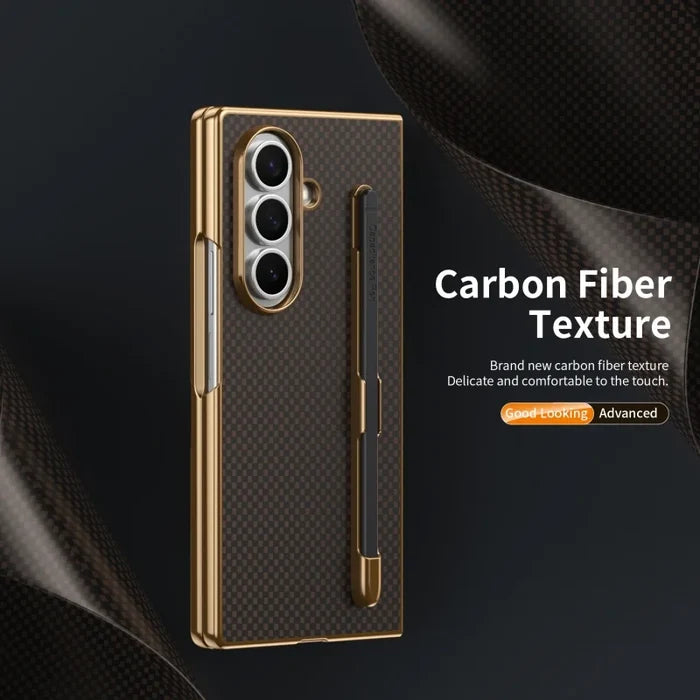 Business Plating Carbon Fiber Texture Phone Case for Samsung Z Fold