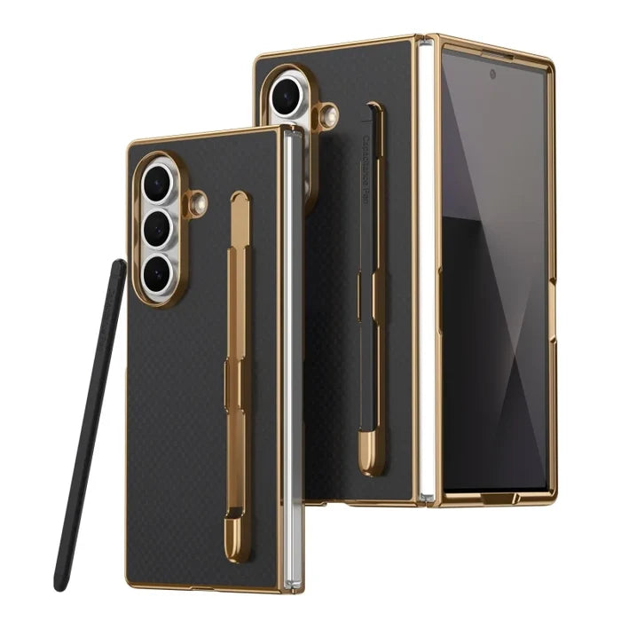 Business Plating Carbon Fiber Texture Phone Case for Samsung Z Fold