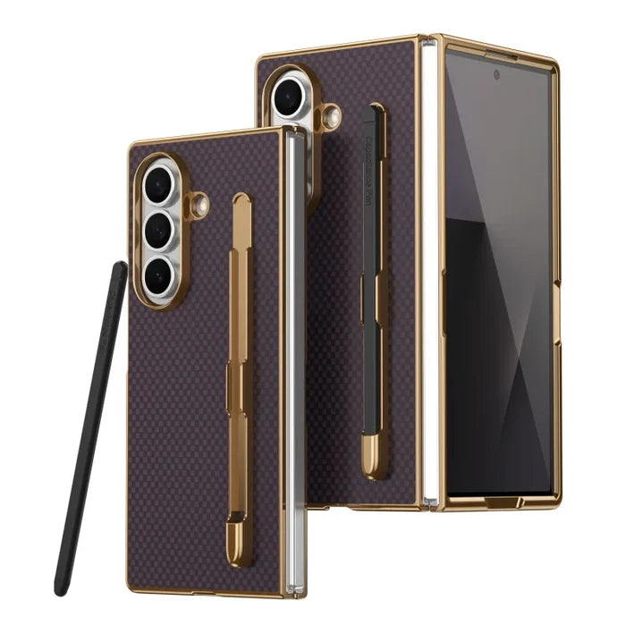 Business Plating Carbon Fiber Texture Phone Case for Samsung Z Fold