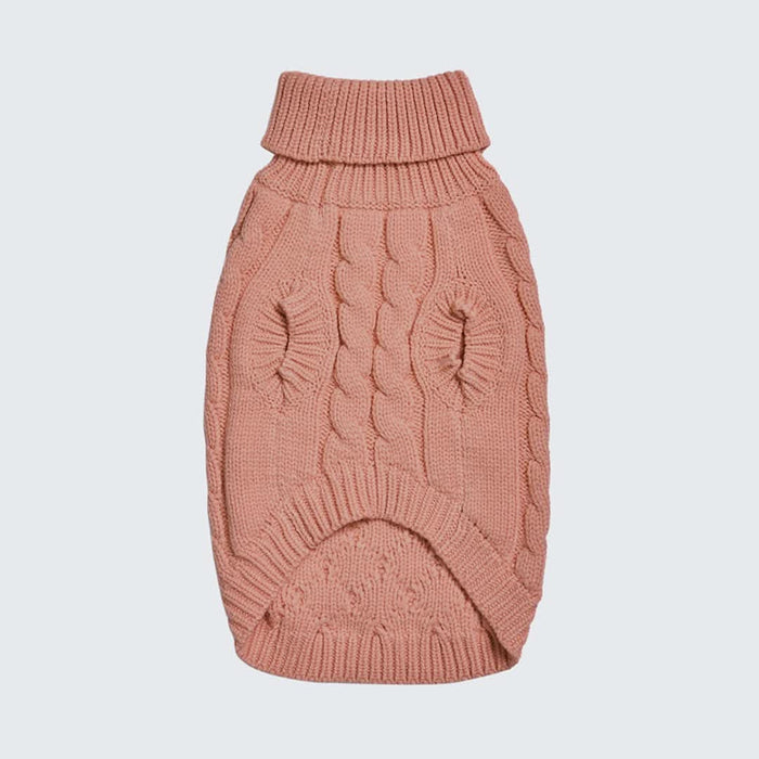 Cable Knit Dog Sweater - Brown