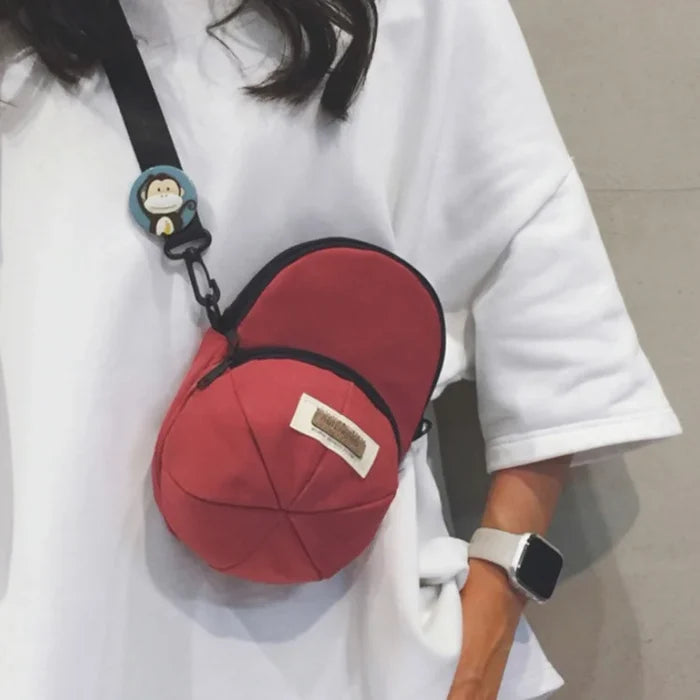 Canvas Mini Unisex Trendy Hat Style Crossbody Bag Versatile