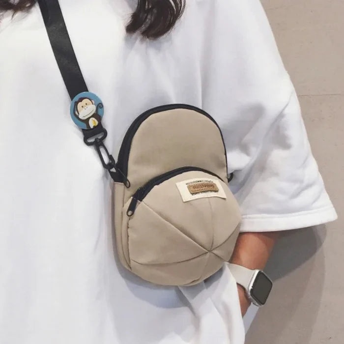 Canvas Mini Unisex Trendy Hat Style Crossbody Bag Versatile