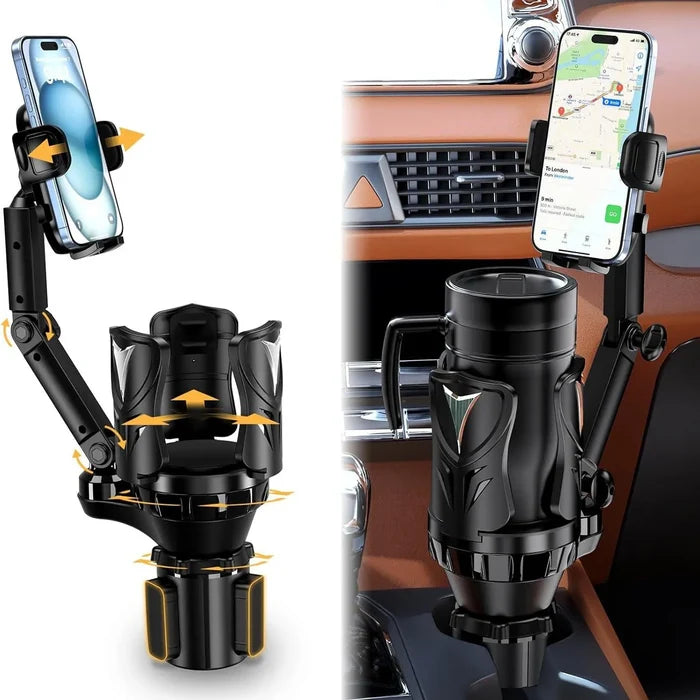 Car Cup Holder Phone Mount Extender - 2-in-1 Universal Phone Holder