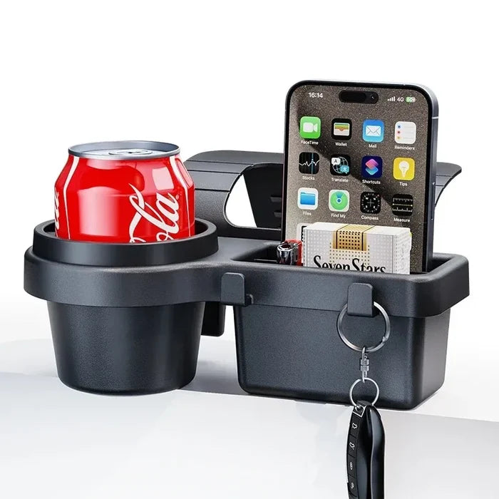 Car Cup Holder & Storage Tray with Phone Mount