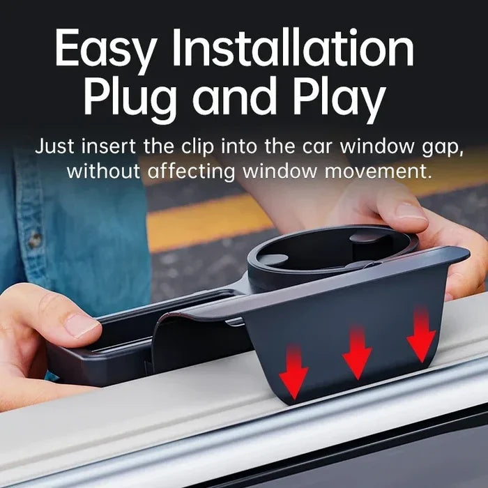 Car Cup Holder & Storage Tray with Phone Mount