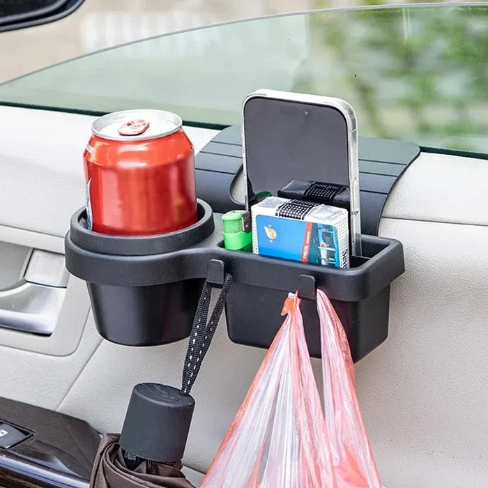 Car Cup Holder & Storage Tray with Phone Mount
