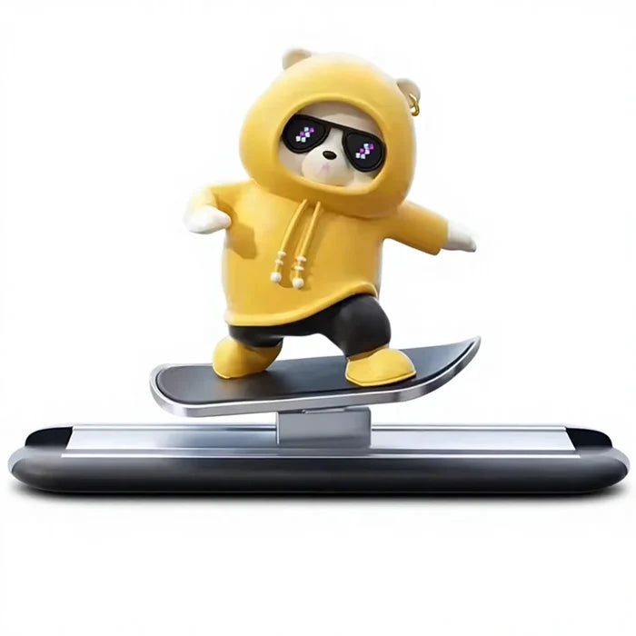 Car Dashboard Skateboard Ornament Cute Bear Figurine Plastic