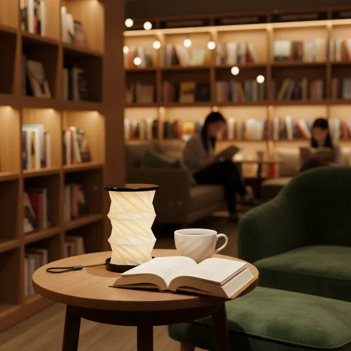 Circular Folding Paper Lamp Rotating Design LED Desk Lamp for Home Decor