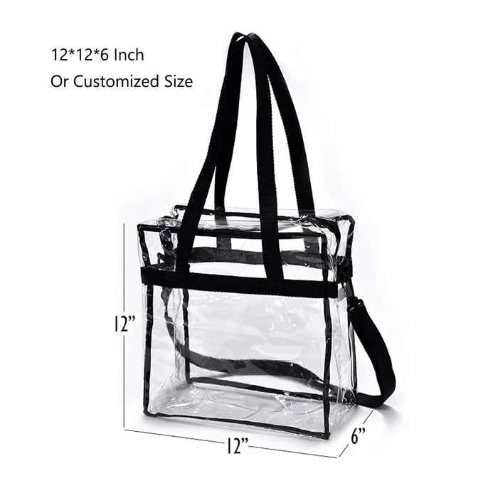 Clear PVC Tote Bag with Zipper - Stadium Approved