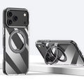 Clear Shockproof Wireless Charging Case with 360° Rotating Ring Stand for iPhone
