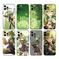 Collei Genshin Impact Phone Case: green, black anime-style green-haired character, anime, fantasy, cartoon style