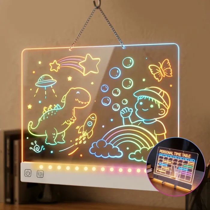 Colorful Acrylic Light-Up Drawing Board with Hanging Chain