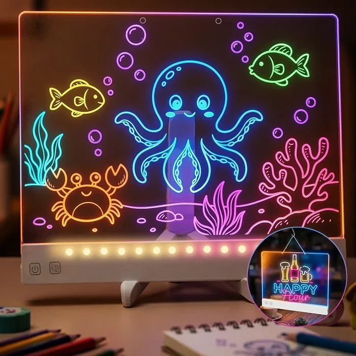 Colorful Acrylic Light-Up Drawing Board with Hanging Chain