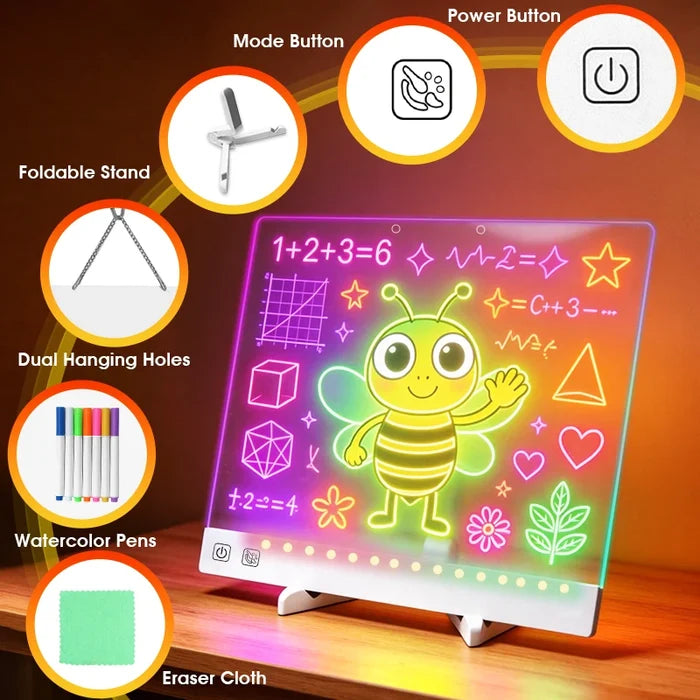 Colorful Acrylic Light-Up Drawing Board with Hanging Chain