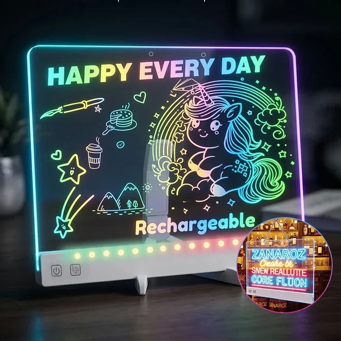 Colorful Acrylic Light-Up Drawing Board with Hanging Chain