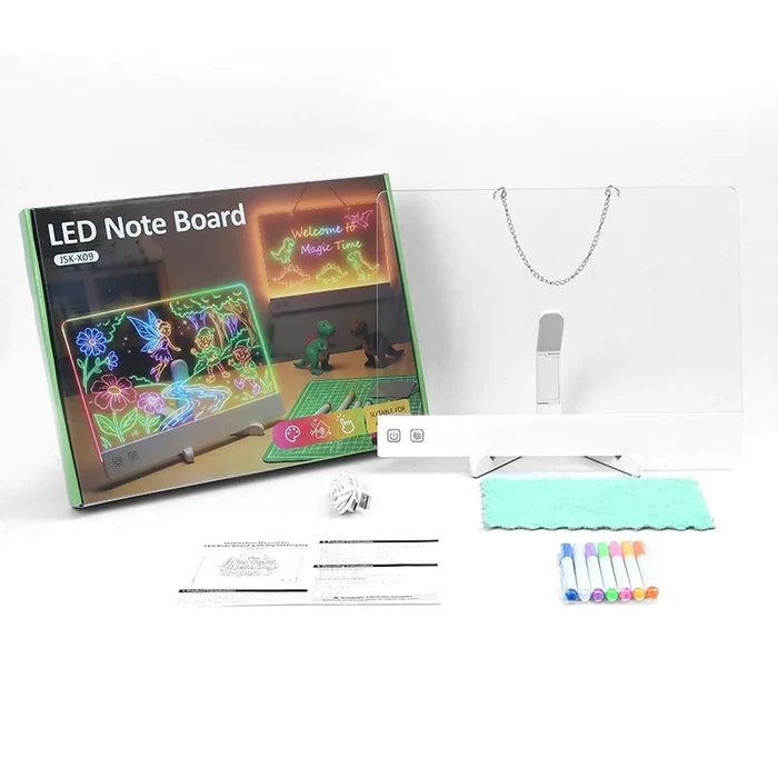 Colorful Acrylic Light-Up Drawing Board with Hanging Chain