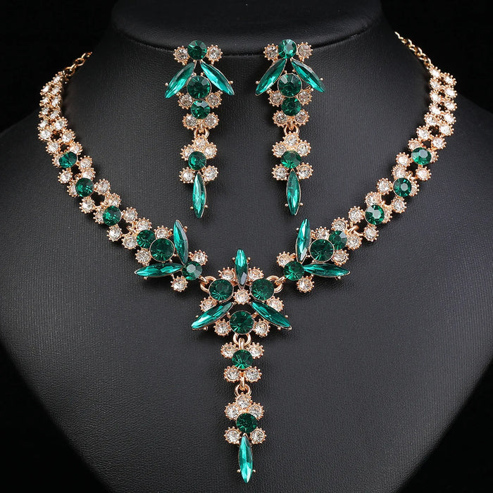Crystal Bridal Jewelry Set - Necklace & Earrings