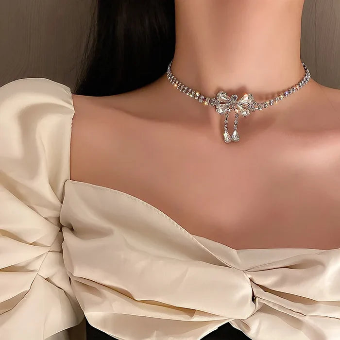 Crystal Butterfly Pendant Necklace