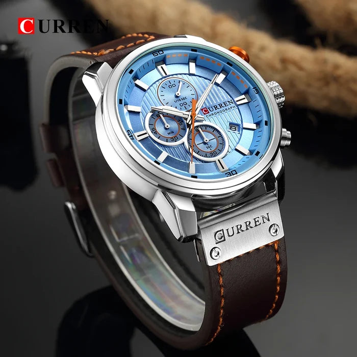 Curren 8291 Quartz Watch Men Leather Strap Sport Casual Watch