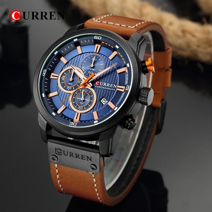 Curren 8291 Quartz Watch Men Leather Strap Sport Casual Watch