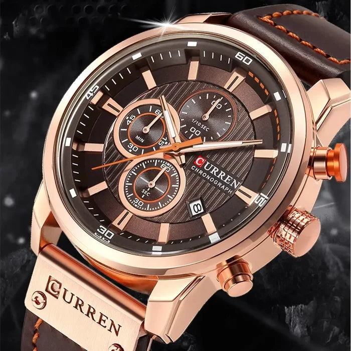 Curren 8291 Quartz Watch Men Leather Strap Sport Casual Watch