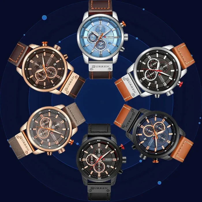 Curren 8291 Quartz Watch Men Leather Strap Sport Casual Watch