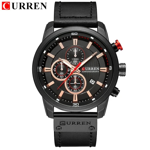 Curren 8291 Quartz Watch Men Leather Strap Sport Casual Watch
