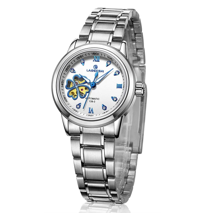 Custom Heart Clover Silver Waterproof Ladies Watch