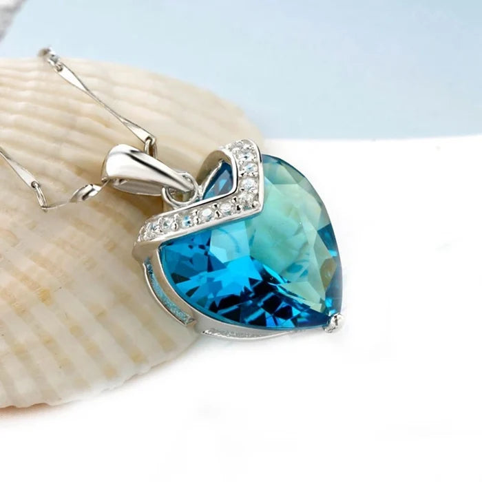 Custom Heart Sapphire Necklace - Brass & Silver
