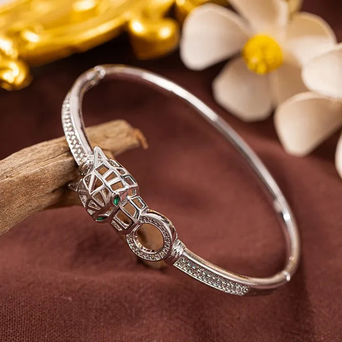 Customizable Gold Panther Bangle - Art Deco Jewelry