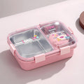 Cute Kids 3-Compartment Stainless Steel Lunch Box – Leakproof Thermal Bento Tiffin for School
