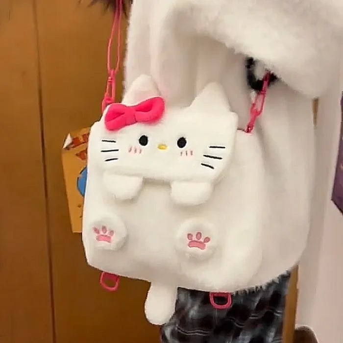Cute Plush Backpack Versatile Female Student Double Bag Sweet Girl
