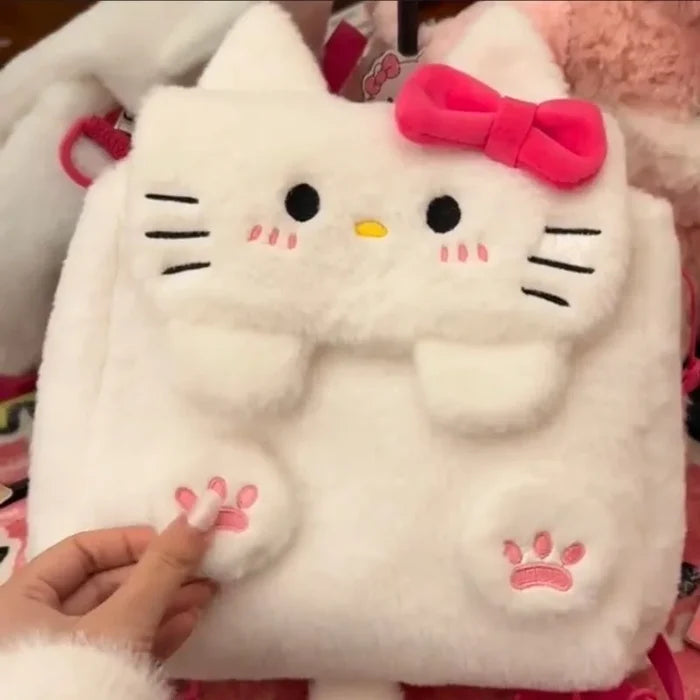 Cute Plush Backpack Versatile Female Student Double Bag Sweet Girl
