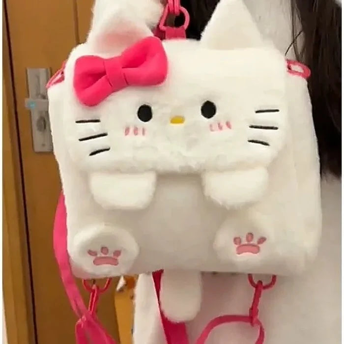 Cute Plush Backpack Versatile Female Student Double Bag Sweet Girl