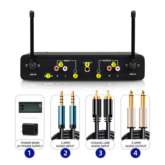D Debra Audio E02U UHF Dual-Channel Wireless Microphone System with DSP Reverb Volume Control, 164 Feet Range for Karaoke Church Party