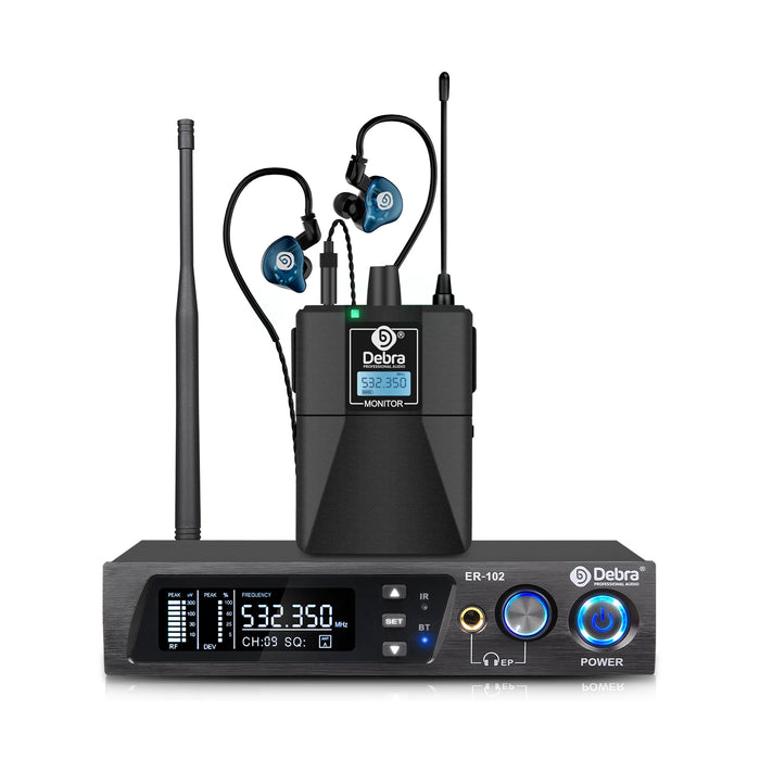 D Debra Audio PRO ER-102 UHF IEM Mono Wireless In-Ear Monitor System with Monitoring Type for Stage, Band, Recording Studio,Guitar, Live Performance