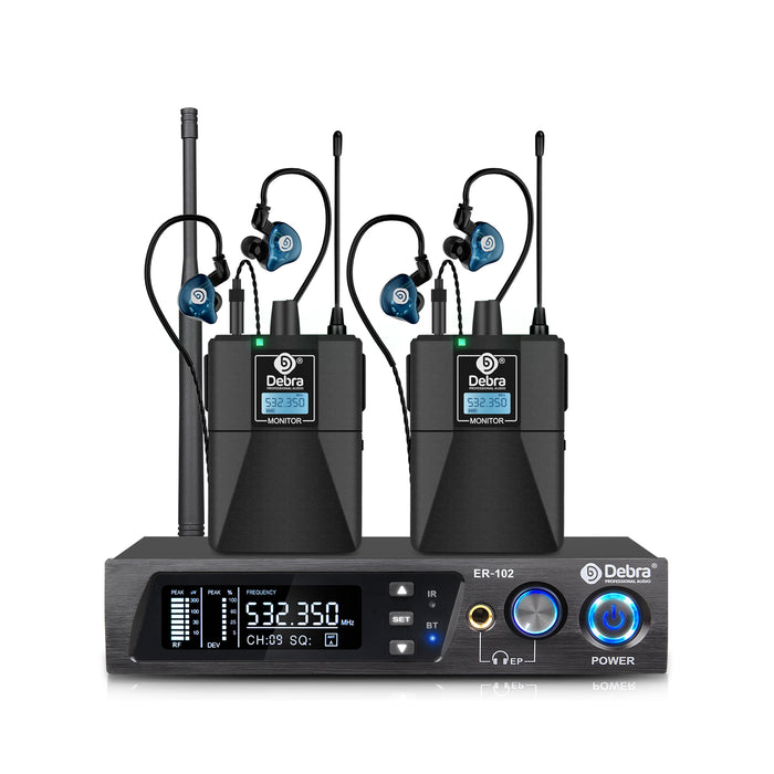 D Debra Audio PRO ER-102 UHF IEM Mono Wireless In-Ear Monitor System with Monitoring Type for Stage, Band, Recording Studio,Guitar, Live Performance
