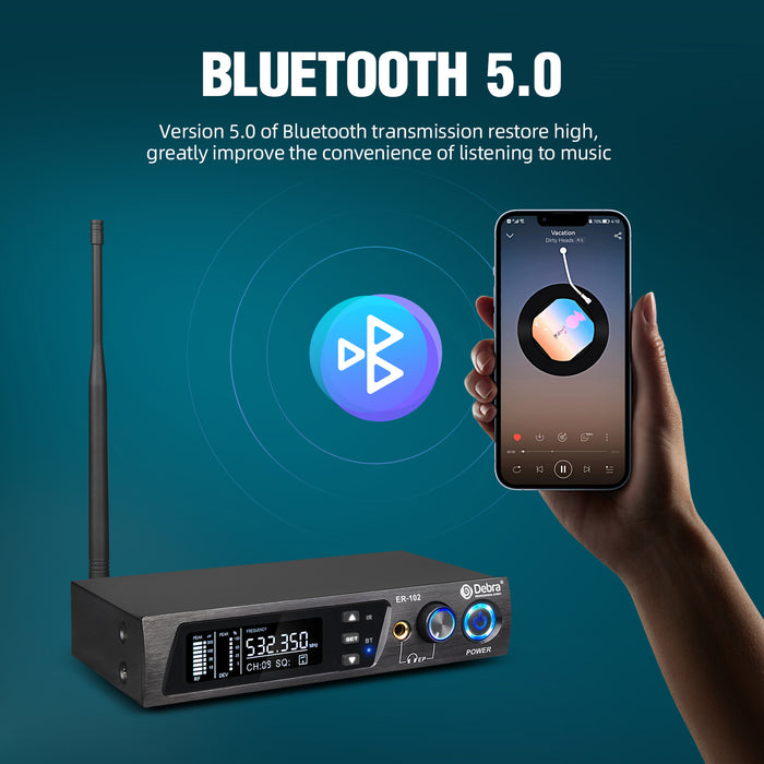 D Debra Audio PRO ER-102 UHF IEM Mono Wireless In-Ear Monitor System with Monitoring Type for Stage, Band, Recording Studio,Guitar, Live Performance