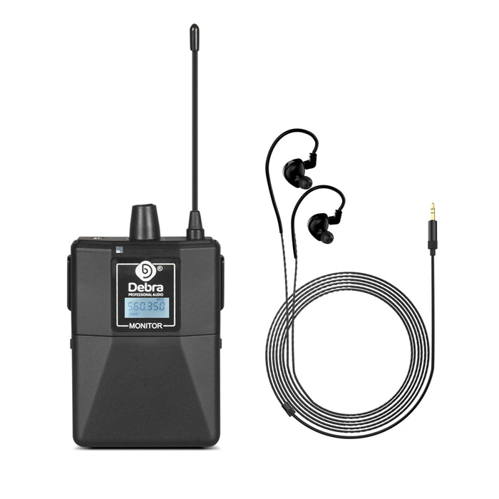 D Debra Audio PRO ER-202 UHF Dual Channel Wireless In-Ear Monitor System with Monitoring Type for Stage, Receiver, Studio, Guitar, Band Performance