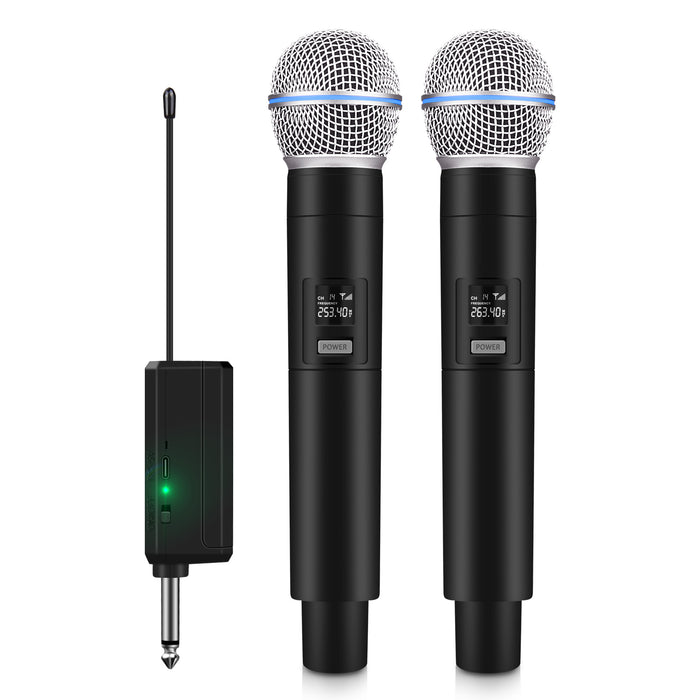 D Debra Audio Wireless Microphone System Wireless Dynamic Handheld Microphone with Rechargeable Receiver for Karaoke Singing, Wedding, DJ, Party, Speech, Church, Class Use, 200ft