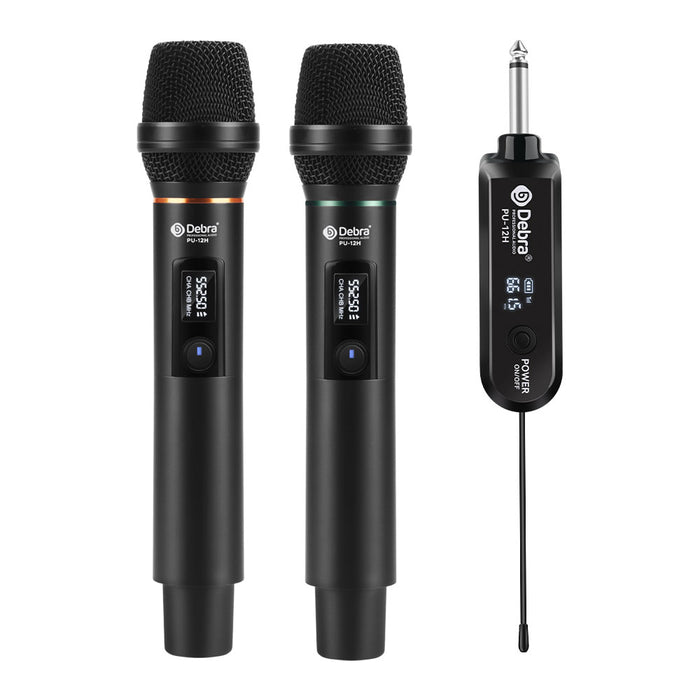 D Debra Wireless Microphone UHF PU-12H Cordless Handheld Dynamic with Rechargeable Receiver and 30 Adjustable Frequency for Karaoke Singing, Wedding, DJ, Party, Speech, Church, Class Use, 200ft
