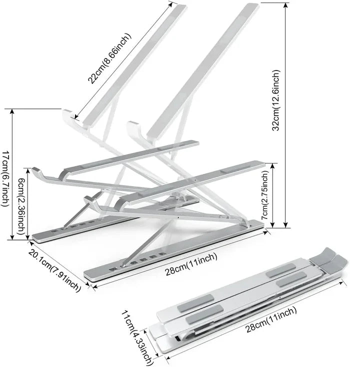 Double 7-Level Adjustable Portable Aluminum Laptop Stand Suitable for