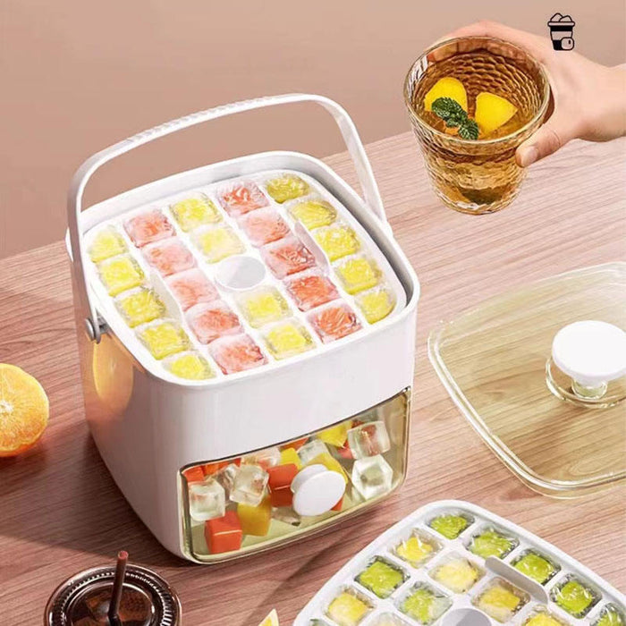 Double-Layer 48-Grid Ice Tray with Handle, Food-Grade ABS & PP Material