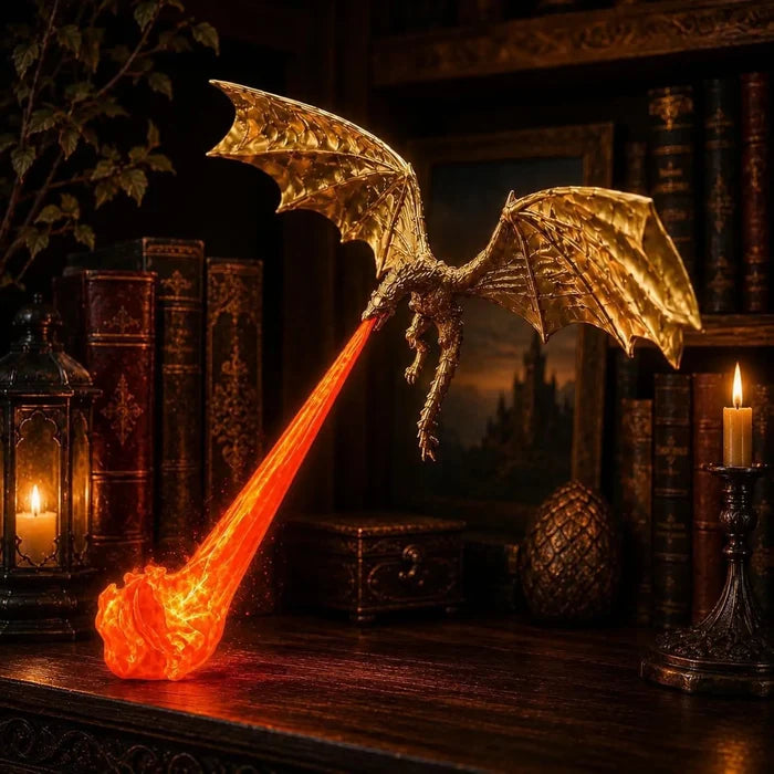 Dragon Book Nook Light Fire Breathing LED Night Lamp Modern